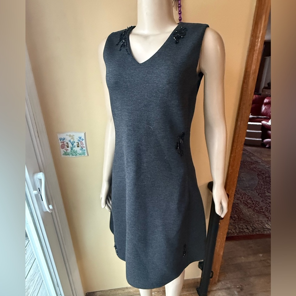Max Mara 'S Little Black Sleeveless Dress with Black Sequins and Embellishments